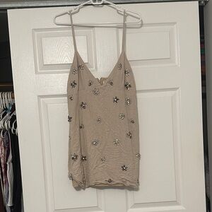 Zara Beige Embellished Mini Dress